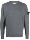 Regular Fit Crew Neck Wool Knit Top Grey - STONE ISLAND - BALAAN 2