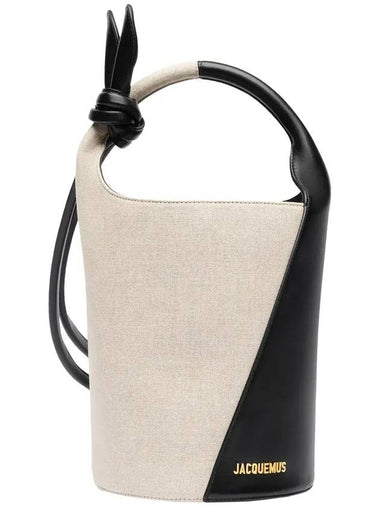 Le Petit Tourni Tote Bag Black Greige - JACQUEMUS - BALAAN 1