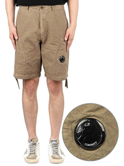 Lens Wappen Cotton Shorts Brown - CP COMPANY - BALAAN 2