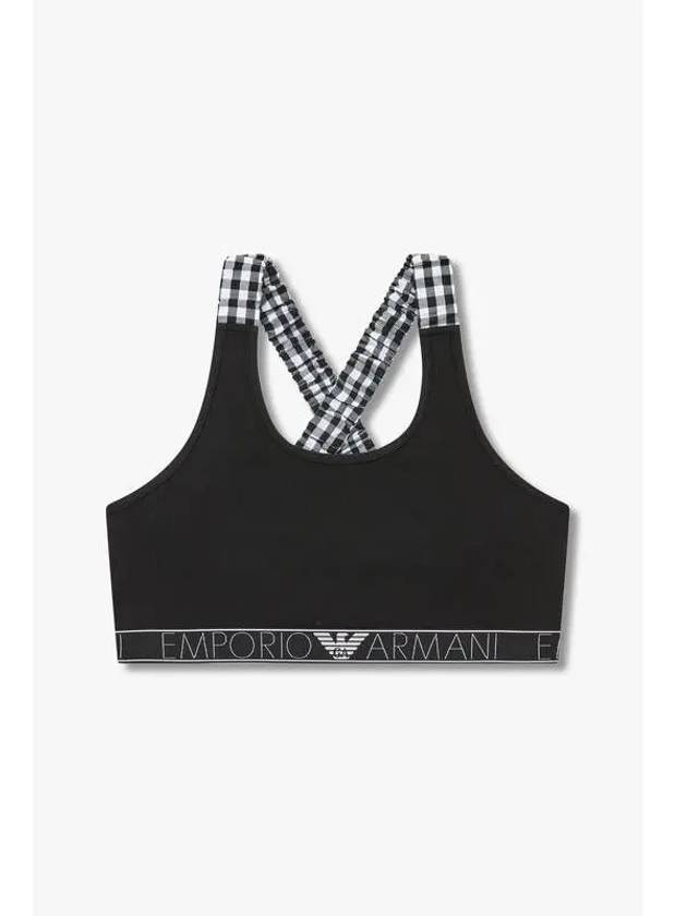 UNDERWEAR ARMANI 30 9 29 Women s Gingham Check Strap Crop Top Black - EMPORIO ARMANI - BALAAN 1