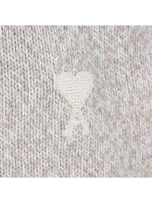 Heart Logo Cashmere Knit Top Beige - AMI - BALAAN 7