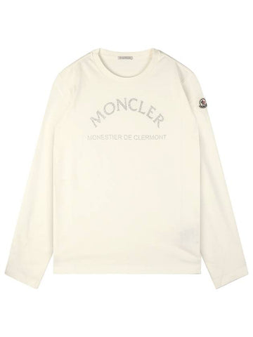 8D00003 829HP 034 Women Logo Patch Long Sleeve TShirt Cream - MONCLER - BALAAN 1