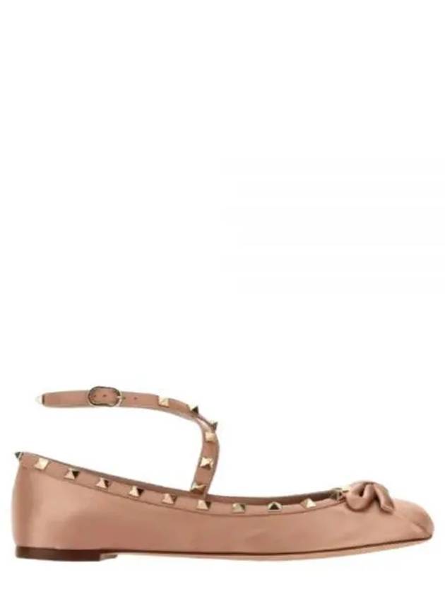 Rockstud Satin Ballerina Rose - VALENTINO - BALAAN 1