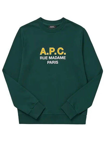 Logo Print Cotton Sweatshirt Green - A.P.C. - BALAAN 2