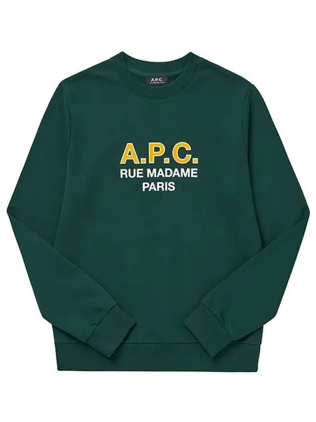 Logo Print Cotton Sweatshirt Green - A.P.C. - BALAAN 2