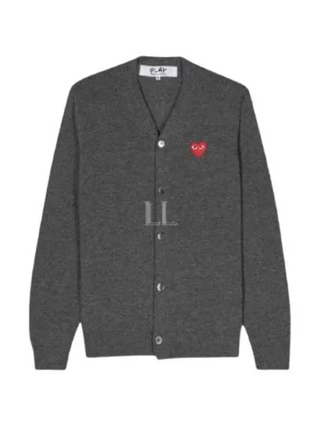 Heart Wappen Wool Cardigan Dark Grey - COMME DES GARCONS PLAY - BALAAN 2