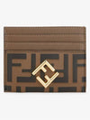 Logo Diamond Leather Card Wallet Brown - FENDI - BALAAN 3