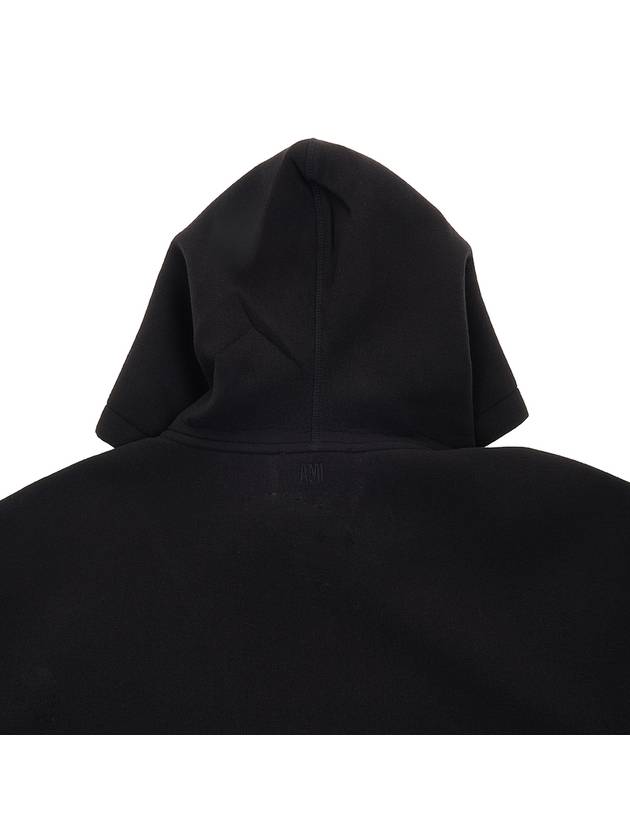 Wool Viscose Zip-Up Hoodie Black - AMI - BALAAN 8