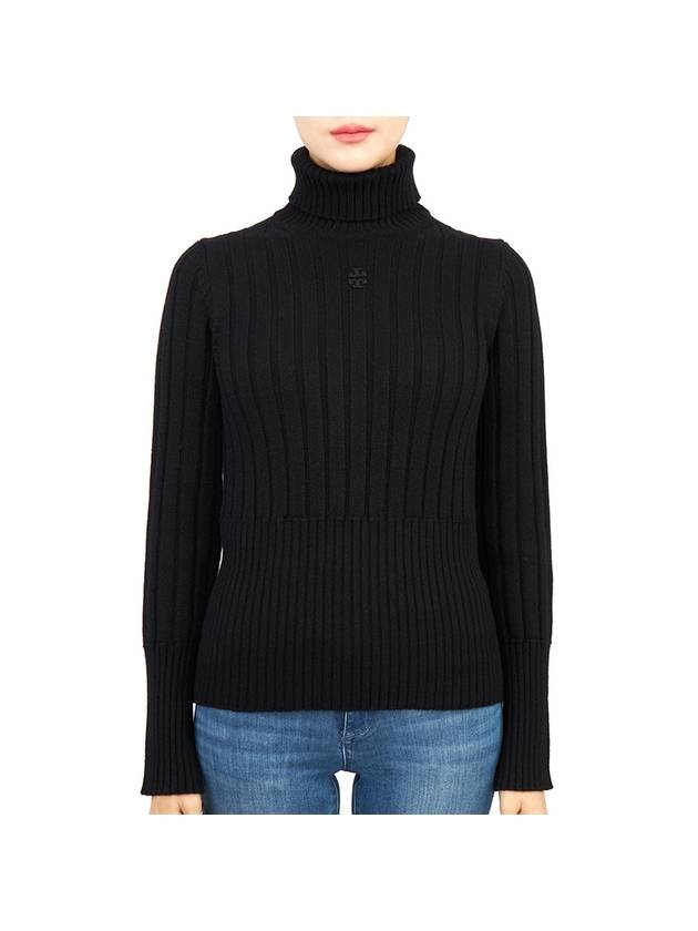 Ribbed Knit Turtleneck Black - TORY BURCH - BALAAN 1