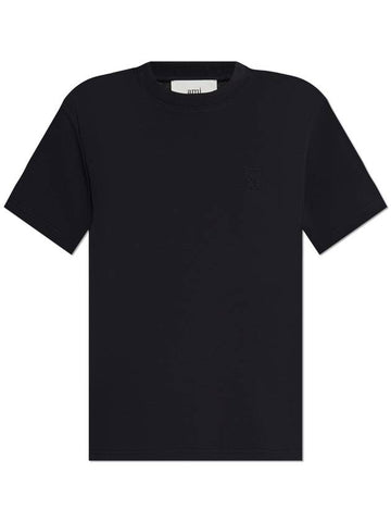 Ami Alexandre Mattiussi T-shirt With Raised Logo, Women's, Black - AMI - BALAAN 1