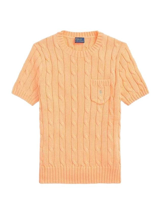 Women's Embroidered Pony Pocket Knit Top Orange - POLO RALPH LAUREN - BALAAN 1