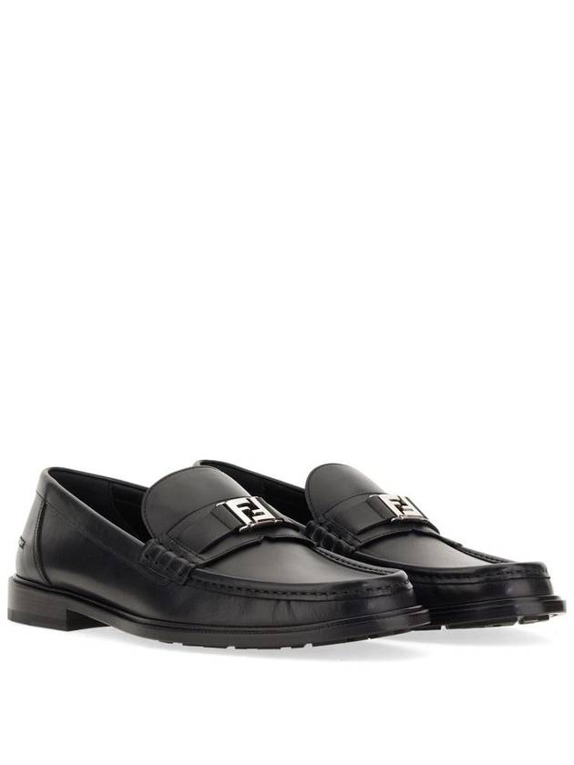 FF Square Leather Loafers Black - FENDI - BALAAN 3