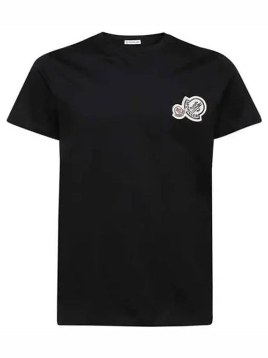 Double Logo Patch Short Sleeve T-shirt Black - MONCLER - BALAAN 2