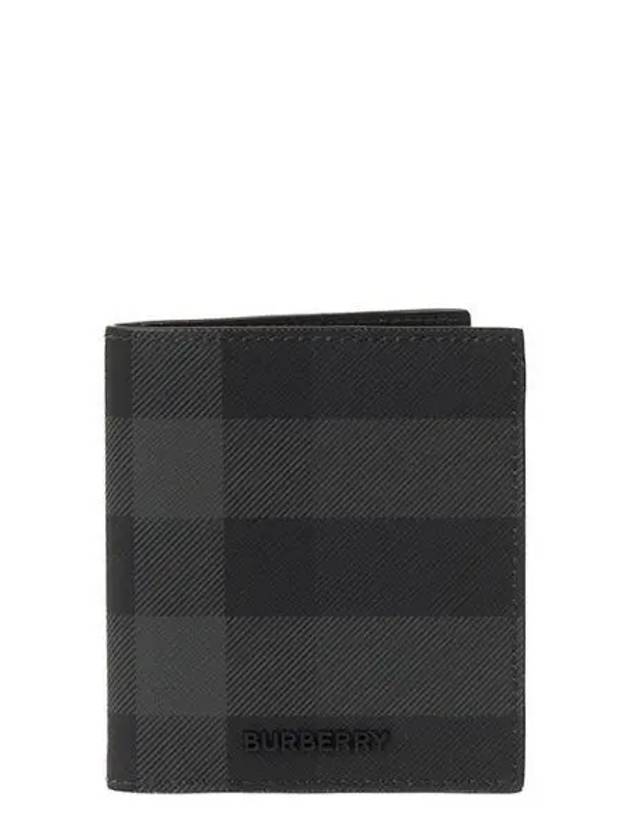 Check Leather Half Wallet Grey - BURBERRY - BALAAN 2