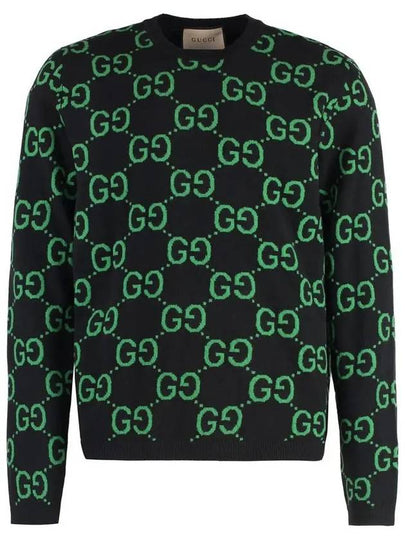 GG Wool Jacquard Knit Top Black Green - GUCCI - BALAAN 2