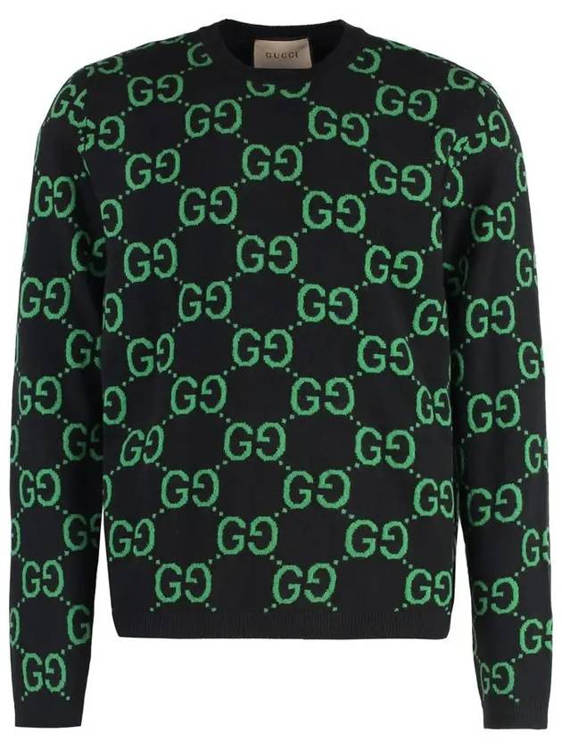 GG Wool Jacquard Knit Top Black Green - GUCCI - BALAAN 3