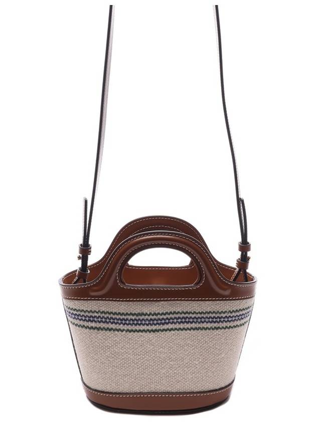 Tropicalia Canvas Bucket Bag Natural Moka - MARNI - BALAAN 5