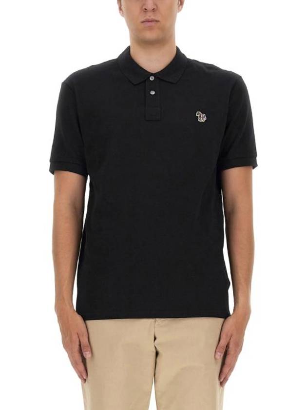 Regular Fit Zebra Logo Short Sleeve Polo Shirt Black - PAUL SMITH - BALAAN 4