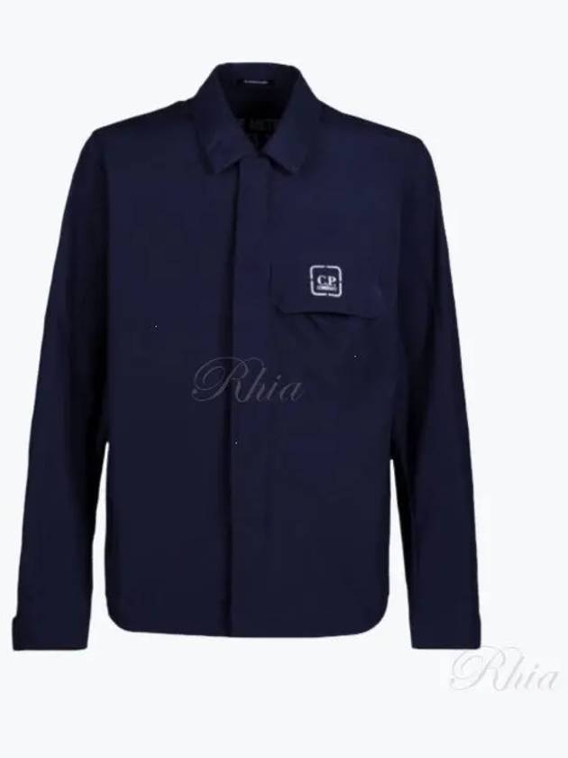 Metropolis Logo Patch Shirt Zip Up Jacket Navy - CP COMPANY - BALAAN 2