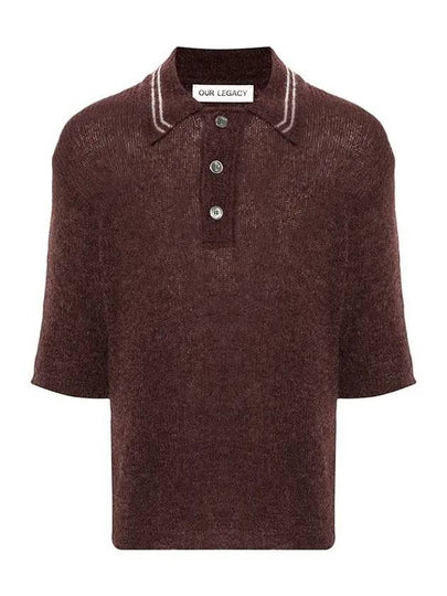 Traditional Polo Fuzzy Alpaca Knit Top Brown - OUR LEGACY - BALAAN 2