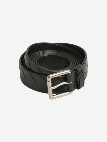 Intrecciato Leather Belt Dark Green - BOTTEGA VENETA - BALAAN 1