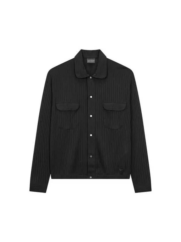 Men s Chunky Ribbed Snap Button Shirt Black 270216 - EMPORIO ARMANI - BALAAN 1