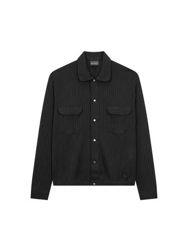 Men s Chunky Ribbed Snap Button Shirt Black 270216 - EMPORIO ARMANI - BALAAN 1