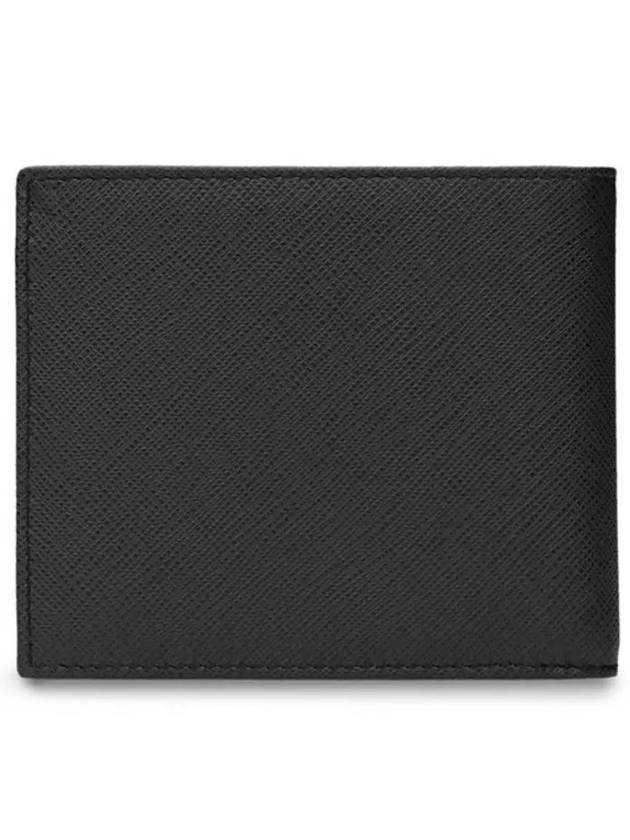 Saffiano Coin Pocket Triagle Logo Leather Wallet Black - PRADA - BALAAN 6