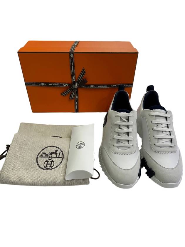 Bouncing Sneakers Calfskin Suede Goatskin Blanc - HERMES - BALAAN 7