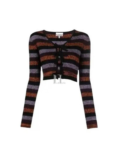 Striped Merino Rib Crop Cardigan - GANNI - BALAAN 2