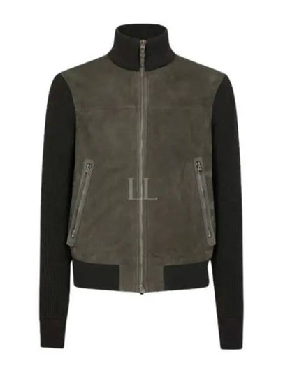 Front Zip Suede Jacket Green - TOM FORD - BALAAN 2