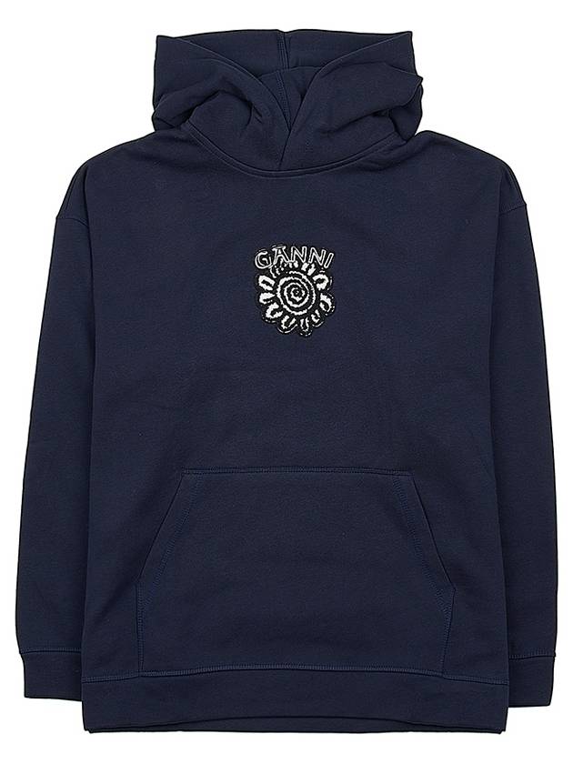 Oversized Isoli Flower Organic Cotton Hoodie Sky Captain - GANNI - BALAAN 11