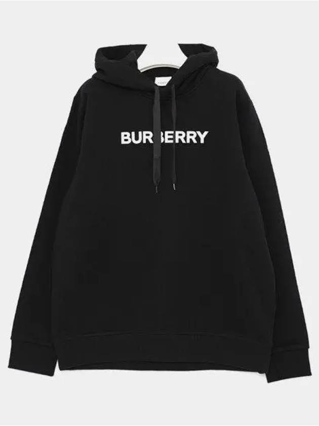 Logo Print Cotton Hoodie Black - BURBERRY - BALAAN 2