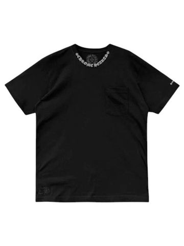 Neck Script Logo Short Sleeve T-Shirt Black - CHROME HEARTS - BALAAN 1