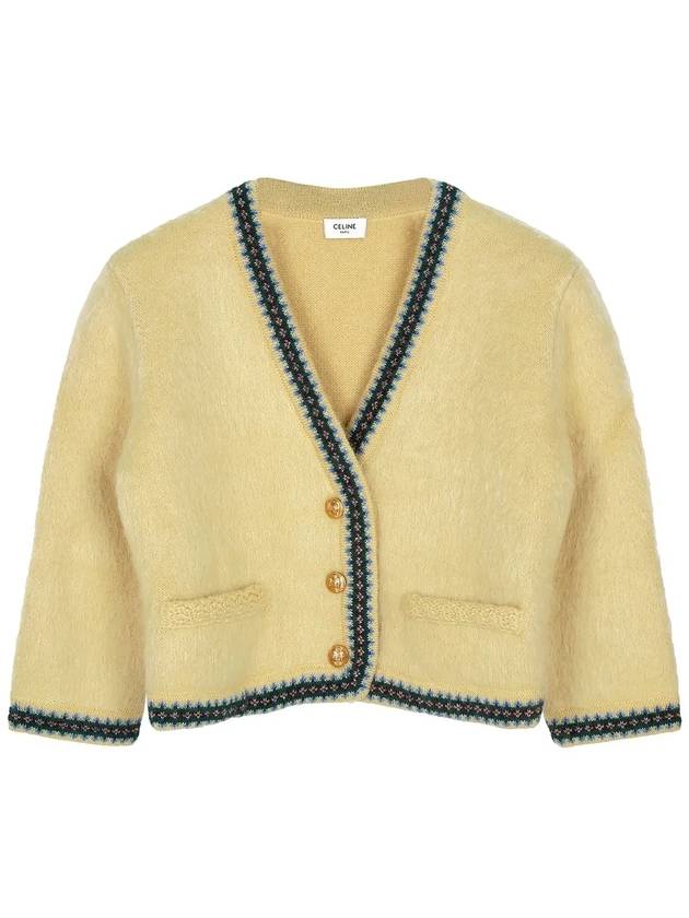 Mohair Wool Cardigan Pale Yellow - CELINE - BALAAN 2