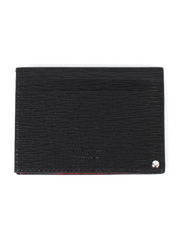 Double Gancini Leather Card Wallet Black - SALVATORE FERRAGAMO - BALAAN 3