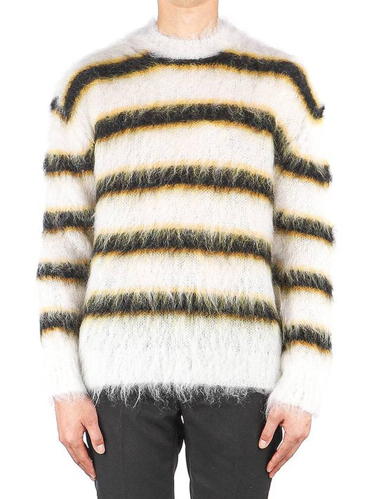 Fuzzy Striped Knit Top White - MARNI - BALAAN 2