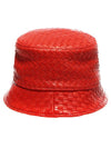 Intrecciato Leather Bucket Hat Red - BOTTEGA VENETA - BALAAN 3