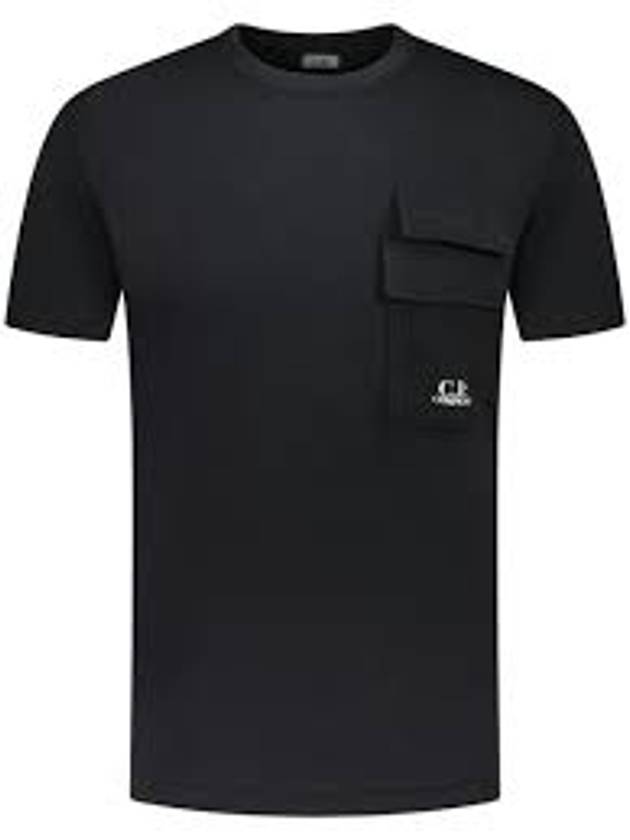 20/1 Jersey Flap Pocket Short Sleeve T-Shirt Black - CP COMPANY - BALAAN 1