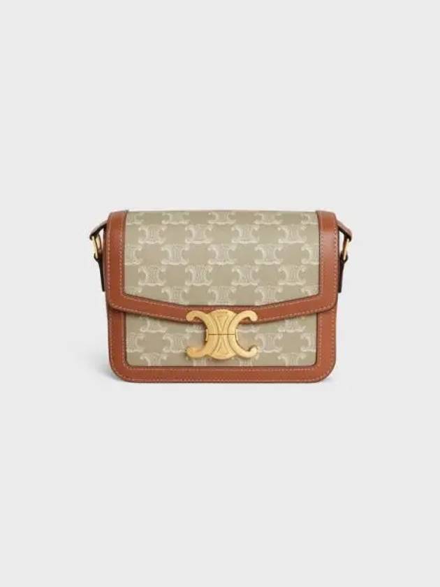 Teen Triomphe Canvas Calfskin Cross Bag Grege - CELINE - BALAAN 1