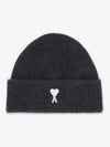 Logo Patch Knit Beanie Dark Gray - AMI - BALAAN 2