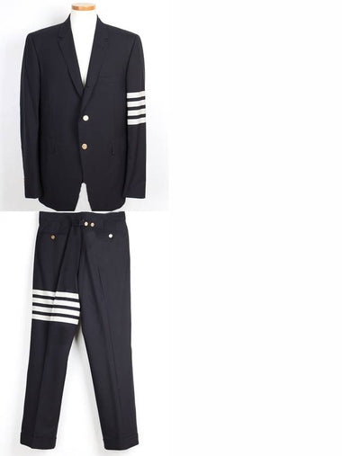 4 bar plain weave suit navy - THOM BROWNE - BALAAN 1