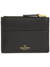 One Stud Leather Zipper Coin Purse Black - VALENTINO - BALAAN 6