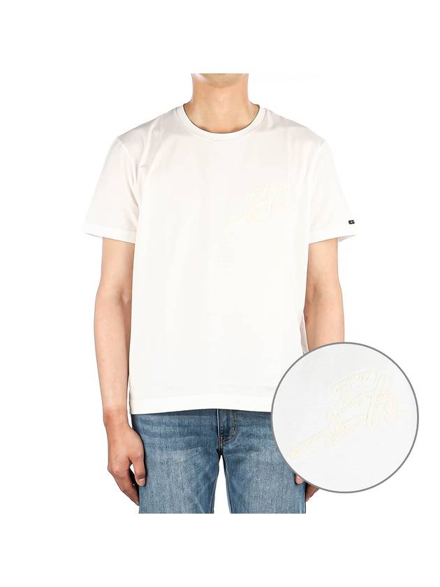 Men's Embroidered Logo Short Sleeve T-Shirt White - ETRO - BALAAN 1