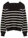 OPEN JIPUP WIDE COLLAR STRIPE KNIT BK - DEFEMME - BALAAN 2