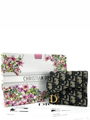 Oblique Saddle Lotus 3 fold wallet - DIOR - BALAAN 1