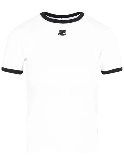 Contrast Signature Short Sleeve T-Shirt White - COURREGES - BALAAN 2