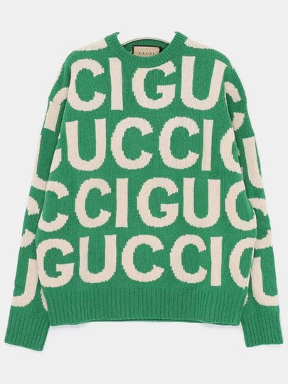 Logo Intarsia Knit Top Green - GUCCI - BALAAN 2