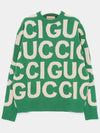 Logo Intarsia Knit Top Green - GUCCI - BALAAN 3