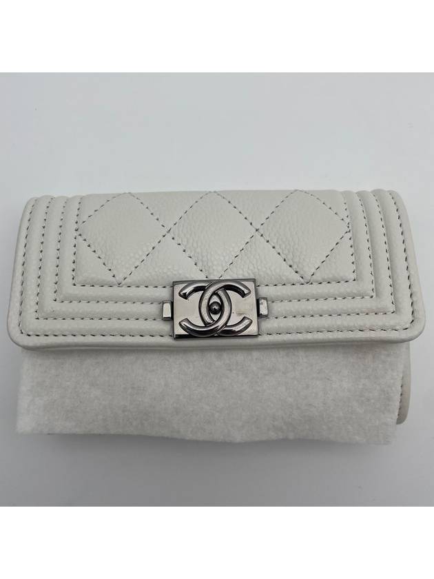 Boy Snap Flap Card Wallet Caviar Ivory A80603 - CHANEL - BALAAN 10